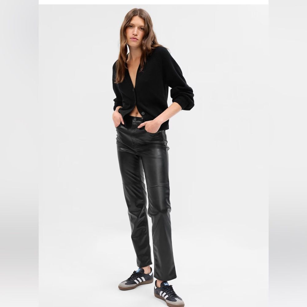 High Rise Vegan Leather Cheeky Straight Pants Size 34/18